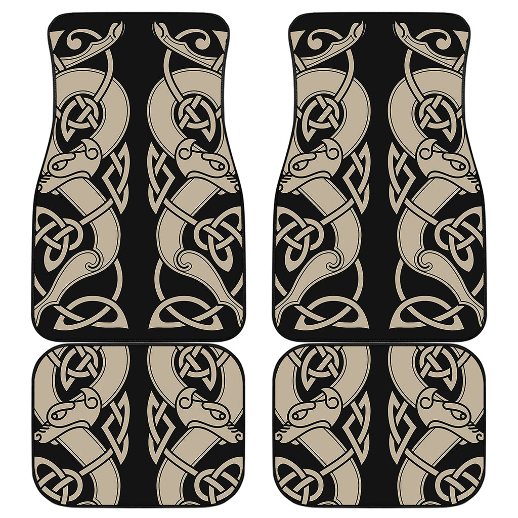 Viking Wolves Symbol Print Front and Back Car Floor Mats