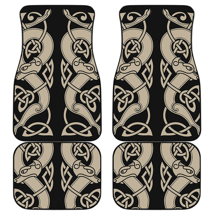 Viking Wolves Symbol Print Front and Back Car Floor Mats