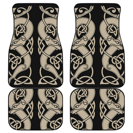 Viking Wolves Symbol Print Front and Back Car Floor Mats