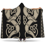 Viking Wolves Symbol Print Hooded Blanket