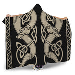Viking Wolves Symbol Print Hooded Blanket