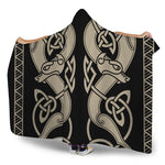 Viking Wolves Symbol Print Hooded Blanket
