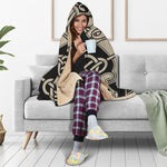 Viking Wolves Symbol Print Hooded Blanket