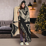Viking Wolves Symbol Print Hooded Blanket