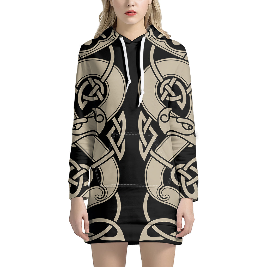 Viking Wolves Symbol Print Hoodie Dress