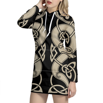 Viking Wolves Symbol Print Hoodie Dress