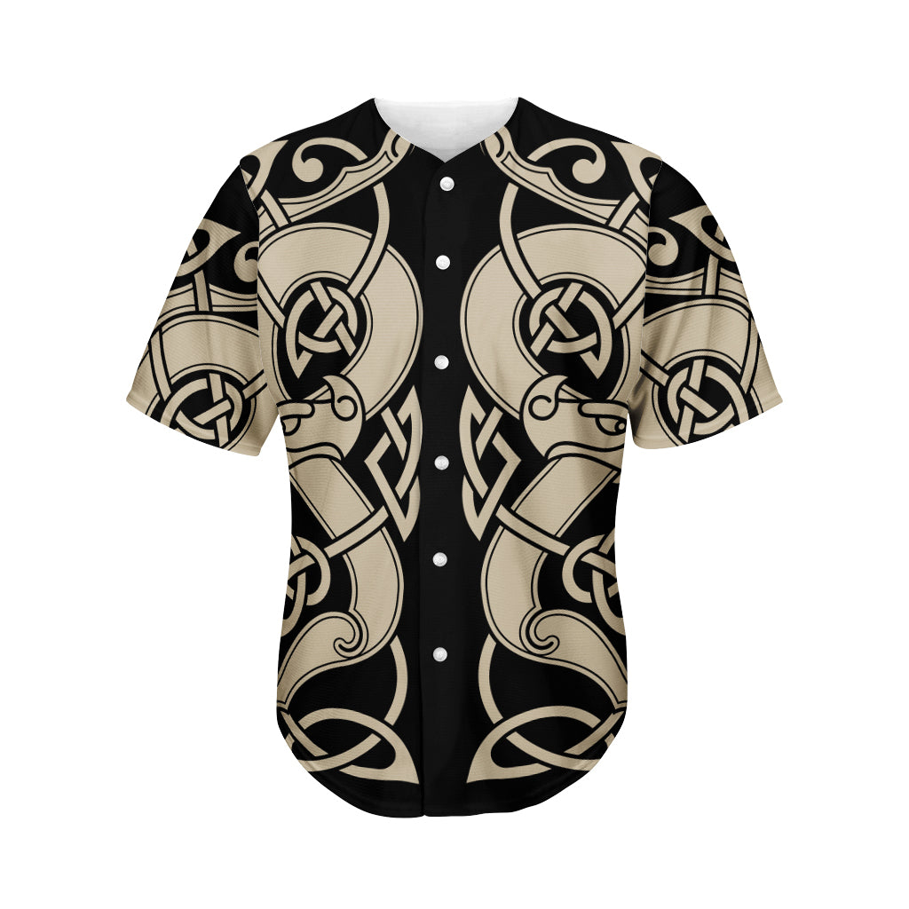 Viking Wolves Symbol Print Men's Baseball Jersey