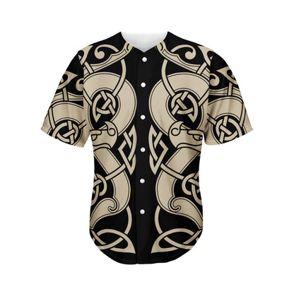 Viking Wolves Symbol Print Men's Baseball Jersey