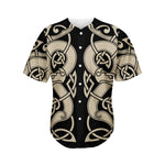 Viking Wolves Symbol Print Men's Baseball Jersey