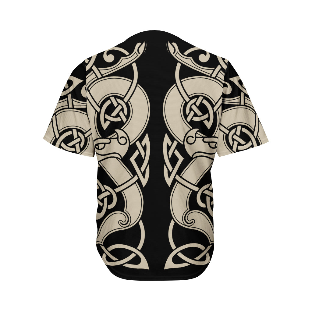 Viking Wolves Symbol Print Men's Baseball Jersey