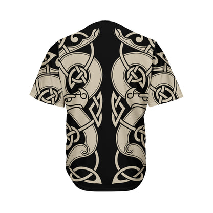 Viking Wolves Symbol Print Men's Baseball Jersey