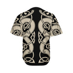 Viking Wolves Symbol Print Men's Baseball Jersey