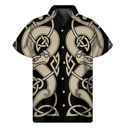 Viking Wolves Symbol Print Men's Short Sleeve Shirt