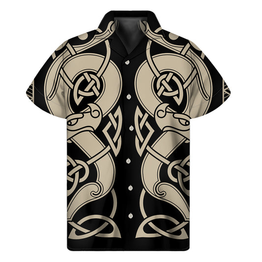 Viking Wolves Symbol Print Men's Short Sleeve Shirt
