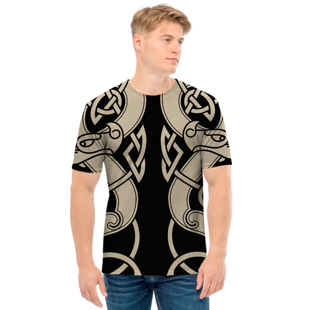 Viking Wolves Symbol Print Men's T-Shirt