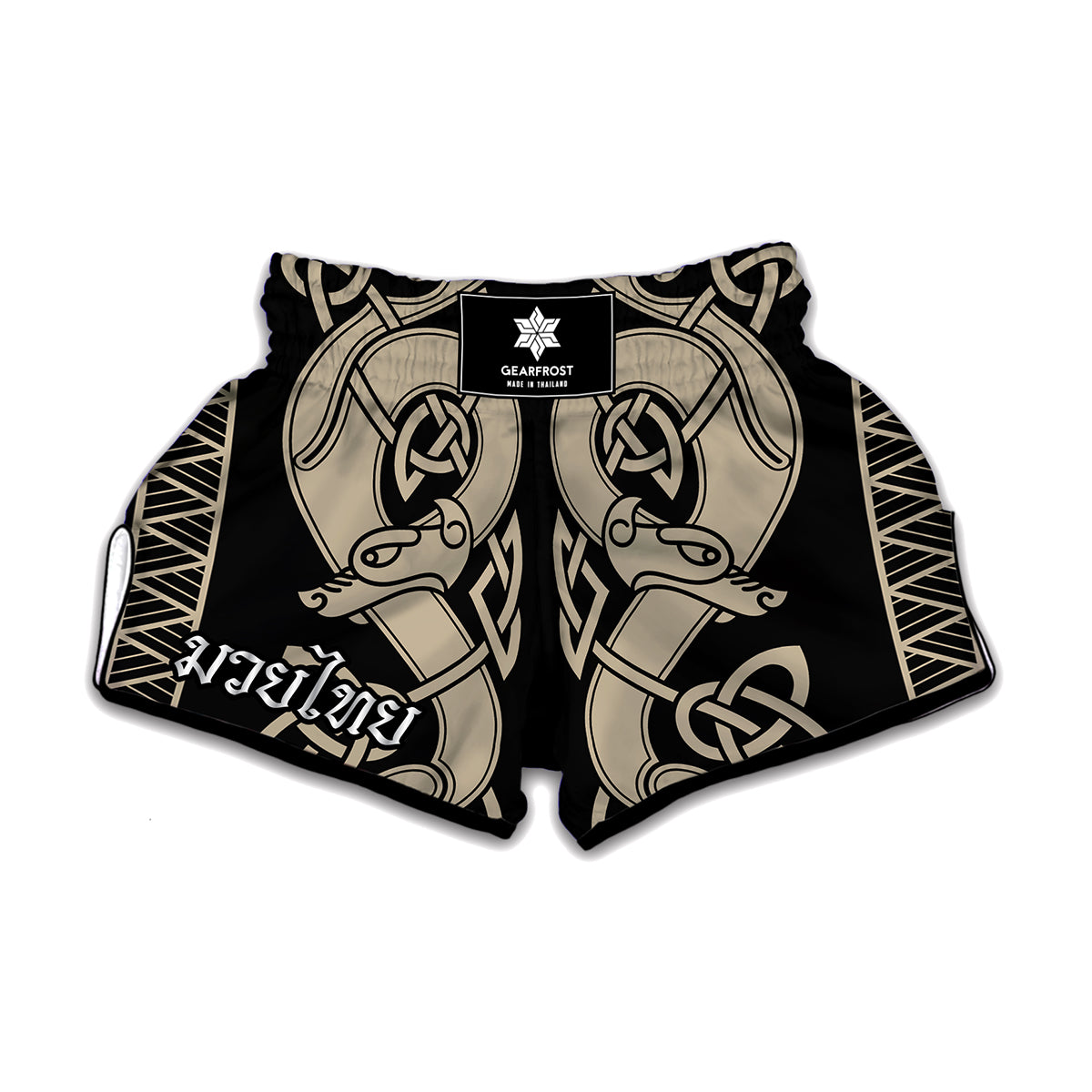 Viking Wolves Symbol Print Muay Thai Boxing Shorts