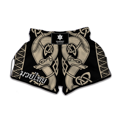 Viking Wolves Symbol Print Muay Thai Boxing Shorts