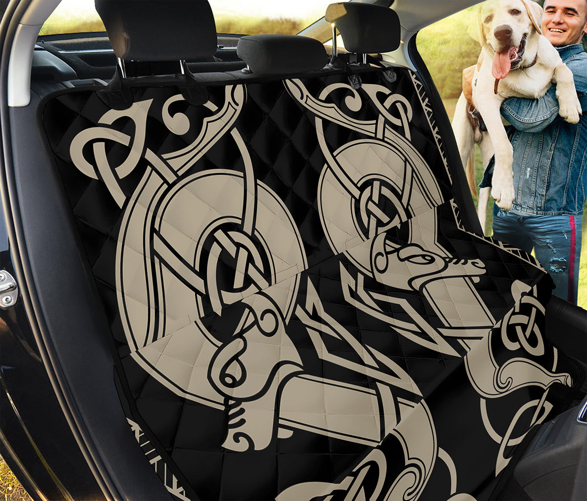 Viking Wolves Symbol Print Pet Car Back Seat Cover