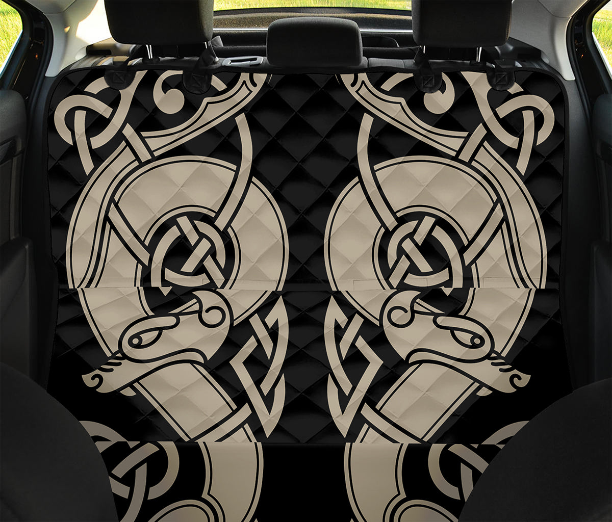 Viking Wolves Symbol Print Pet Car Back Seat Cover