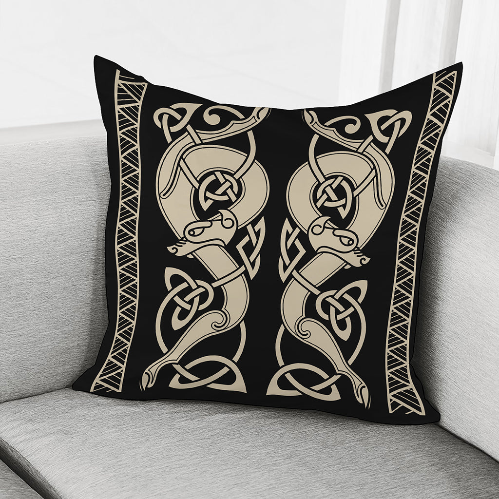 Viking Wolves Symbol Print Pillow Cover