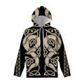 Viking Wolves Symbol Print Pullover Hoodie