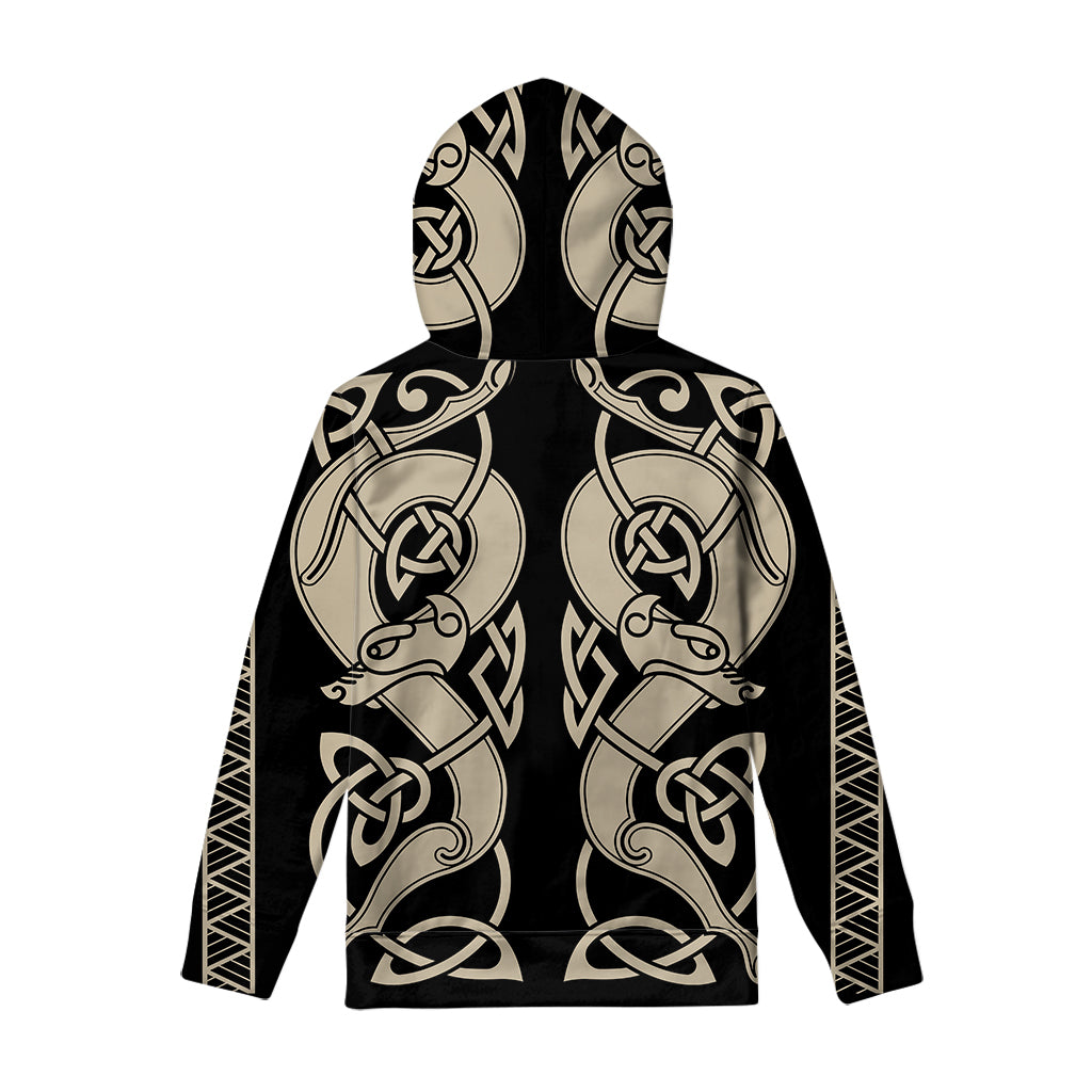 Viking Wolves Symbol Print Pullover Hoodie