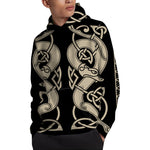 Viking Wolves Symbol Print Pullover Hoodie
