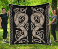 Viking Wolves Symbol Print Quilt