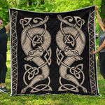 Viking Wolves Symbol Print Quilt
