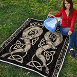 Viking Wolves Symbol Print Quilt