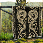 Viking Wolves Symbol Print Quilt