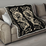 Viking Wolves Symbol Print Quilt