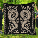 Viking Wolves Symbol Print Quilt