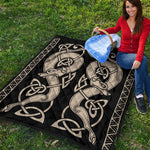 Viking Wolves Symbol Print Quilt