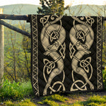 Viking Wolves Symbol Print Quilt