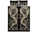 Viking Wolves Symbol Print Quilt Bed Set