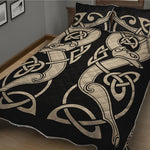 Viking Wolves Symbol Print Quilt Bed Set