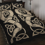Viking Wolves Symbol Print Quilt Bed Set