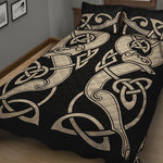 Viking Wolves Symbol Print Quilt Bed Set