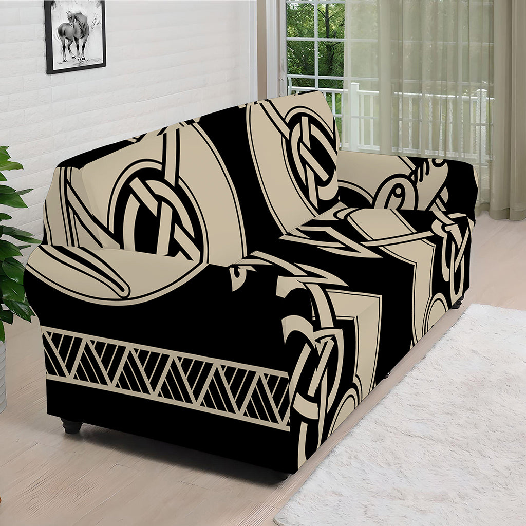 Viking Wolves Symbol Print Sofa Cover