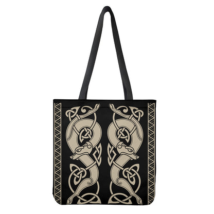 Viking Wolves Symbol Print Tote Bag