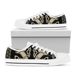 Viking Wolves Symbol Print White Low Top Shoes