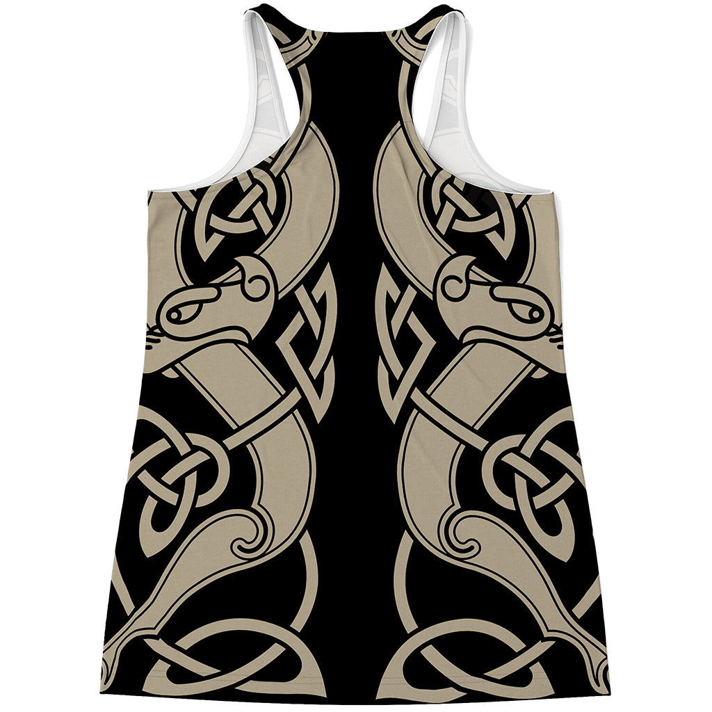 Viking Wolves Symbol Print Women's Racerback Tank Top