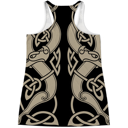 Viking Wolves Symbol Print Women's Racerback Tank Top