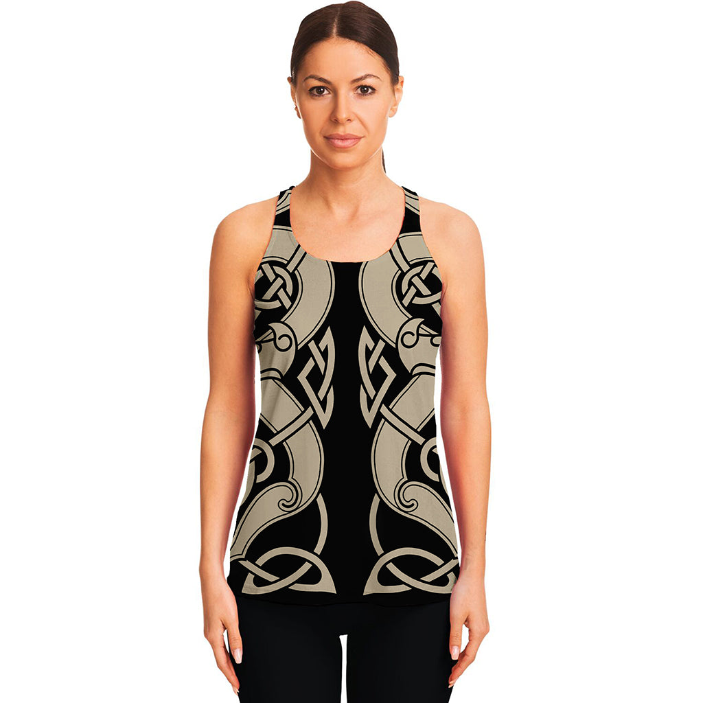 Viking Wolves Symbol Print Women's Racerback Tank Top