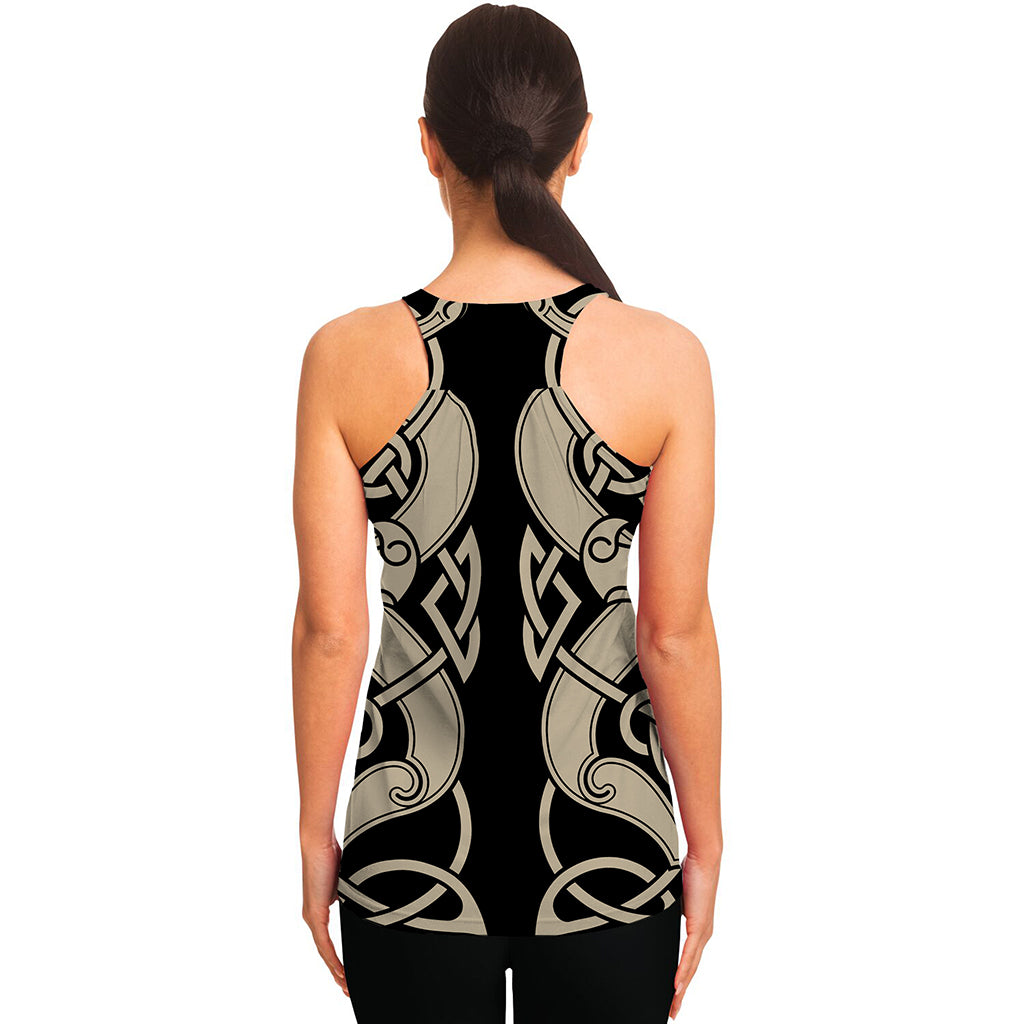 Viking Wolves Symbol Print Women's Racerback Tank Top