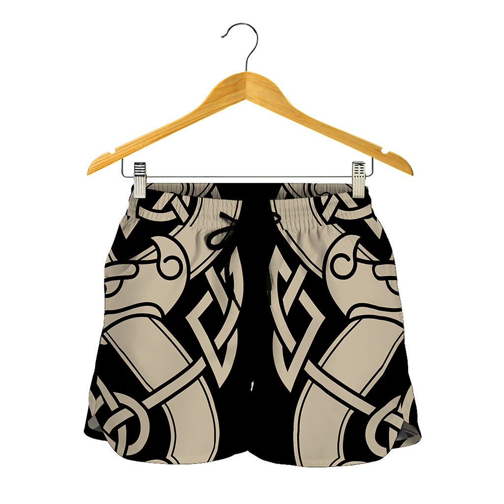 Viking Wolves Symbol Print Women's Shorts