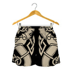 Viking Wolves Symbol Print Women's Shorts