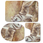 Vintage Alaskan Malamute Print 3 Piece Bath Mat Set