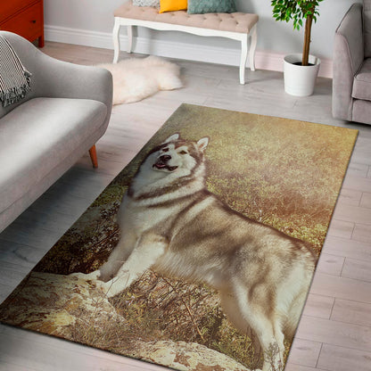 Vintage Alaskan Malamute Print Area Rug